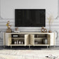 Glam Wood TV Media Stand con puertas, consola de soporte de televisión de almacenamiento cerrado