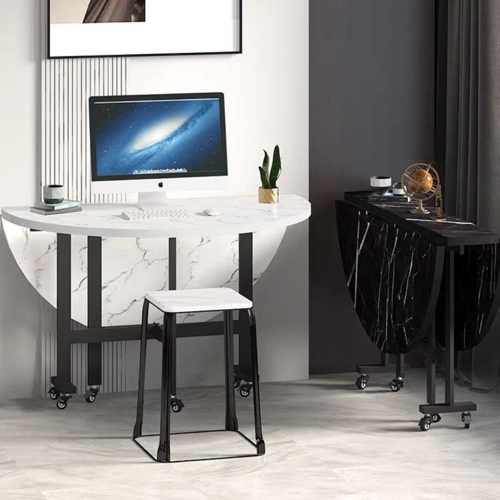 Metal Contemporary Round Dining Table High Gloss White Wood Top Table with Drop Leaf Clearhalo ' dining_table' 'Dining Tables & Seating' 'Dining Tables' 'furn' 'furn_dining_table' 'Furniture' 'furniture_dining_table' 'Kitchen & Dining Furniture' 'kitchen&dining_furn' 'kitchen' 'kitchen_dining_table' 1200x1200_ac4a0c54-b849-4bf4-8f82-9871ba460e3a