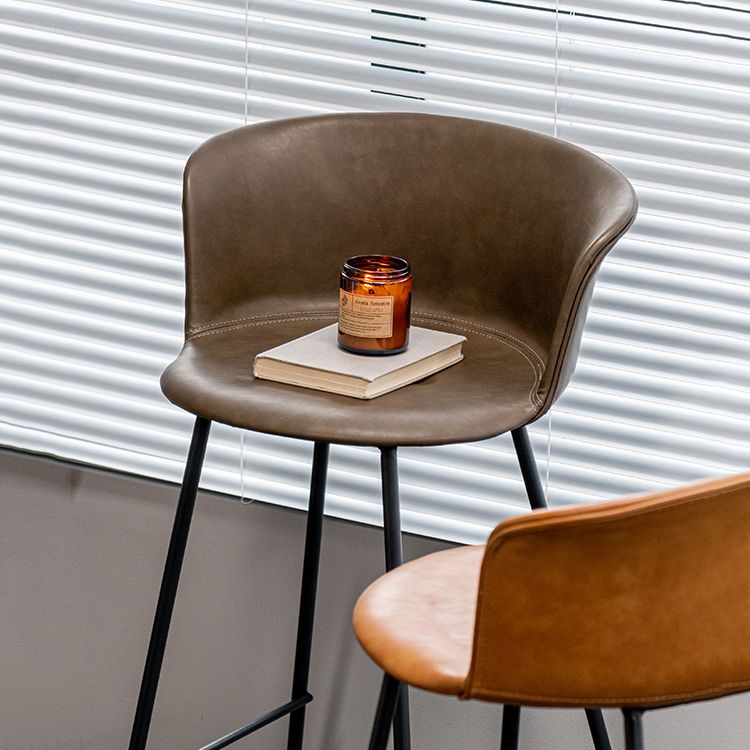 Indoor Leather Bar & Counter Stool Industrial Footrest Low Back Bucket Counter Chair Clearhalo 'Bar Furniture' 'Bar Stools' 'bar_stools' 'furn' 'furn_bar_stools' 'Furniture' 'Kitchen & Dining Furniture' 1200x1200_ac4a3b41-b5d3-46eb-895d-c8a26a4218d9