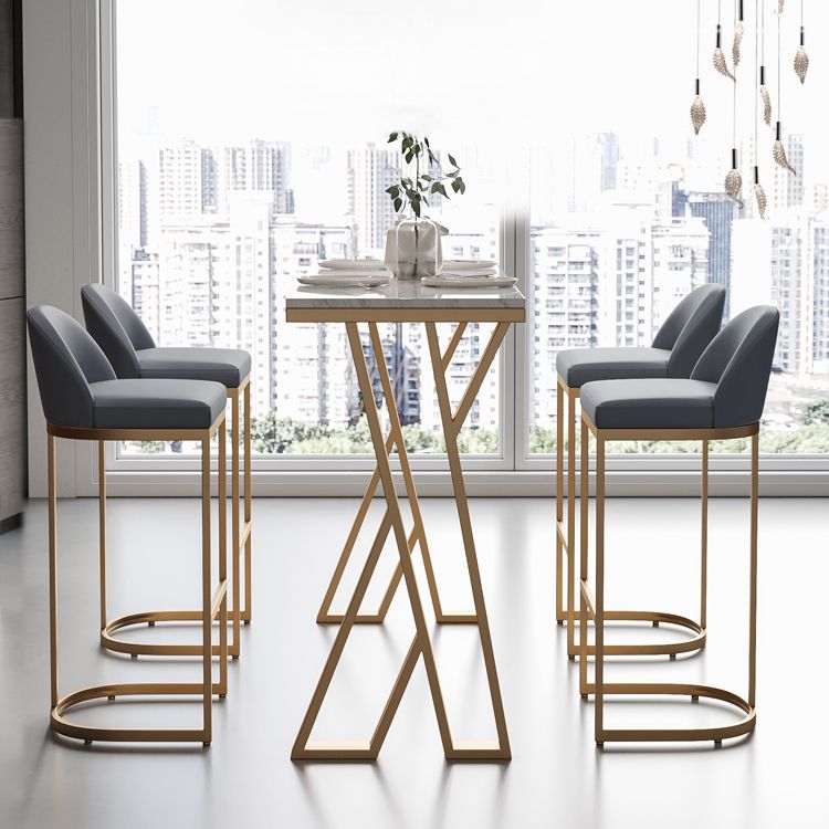 Glam rechthoekige stenen balktafel Zet 1/5 stukken tegen tafel met hoge ontlasting