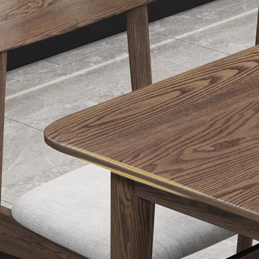 Mesa de comedor rectangular de madera maciza muebles modernos de marrón natural con 4 patas para el hogar