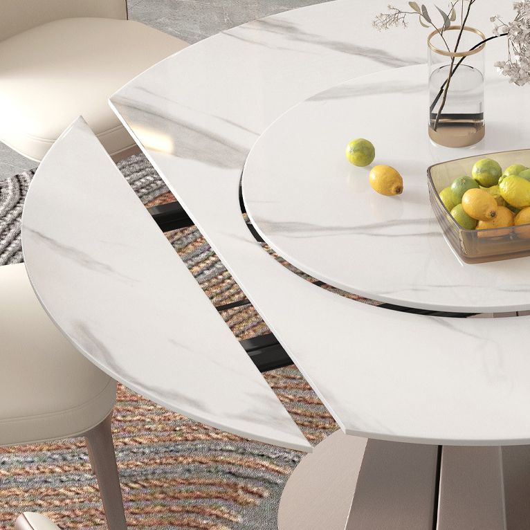 Modern Round Sintered Stone Dining Room Set Space-Saving Design Dining Table Furniture Clearhalo 'Dining Room Sets' 'Dining Tables & Seating' 'dining_room_set' 'furn' 'furn_dining_room_set' 'Furniture' 'furniture_dining_room_set' 'Kitchen & Dining Furniture' 'kitchen&dining_furn' 'kitchen' 1200x1200_ac4c89b6-24b0-4f13-a808-f325ff5e6101