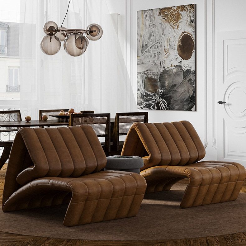 Sedia reclinabile in metallo in cuoio contemporaneo