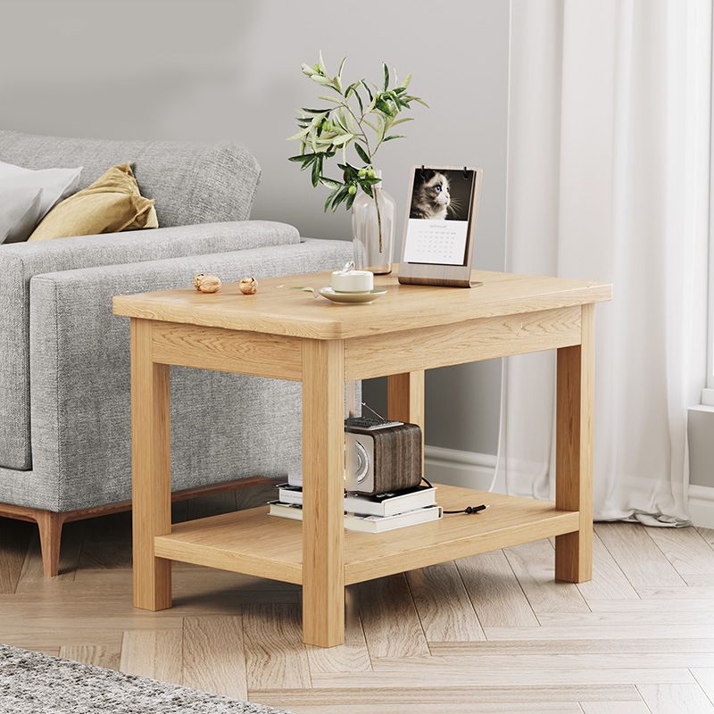 Mesa de esquina moderna de 4 patas Mesa al final del sofá de madera maciza con almacenamiento