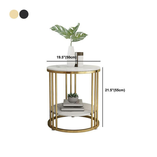 21.65" Tall Contemporary Side End Table Metal Frame Round Sofa Side Accent Table