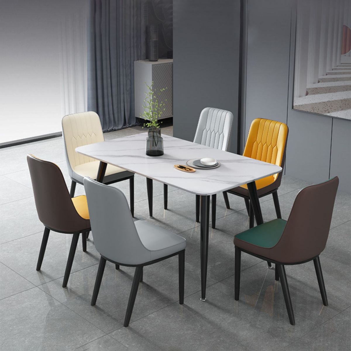 Modern Rectangle Shape White Dining Table Sintered Stone Dining Table with 4 Legs Base Clearhalo ' dining_table' 'Dining Tables & Seating' 'Dining Tables' 'furn' 'furn_dining_table' 'Furniture' 'furniture_dining_table' 'Kitchen & Dining Furniture' 'kitchen&dining_furn' 'kitchen' 'kitchen_dining_table' 1200x1200_ac51c6ee-8f02-4e67-885b-077da7849dc9