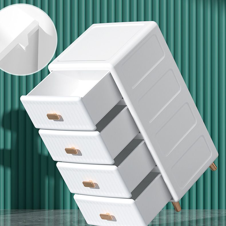 Contemporary Plastic Storage Cabinet for Bedroom Matte Finish Cabinet with Drawers