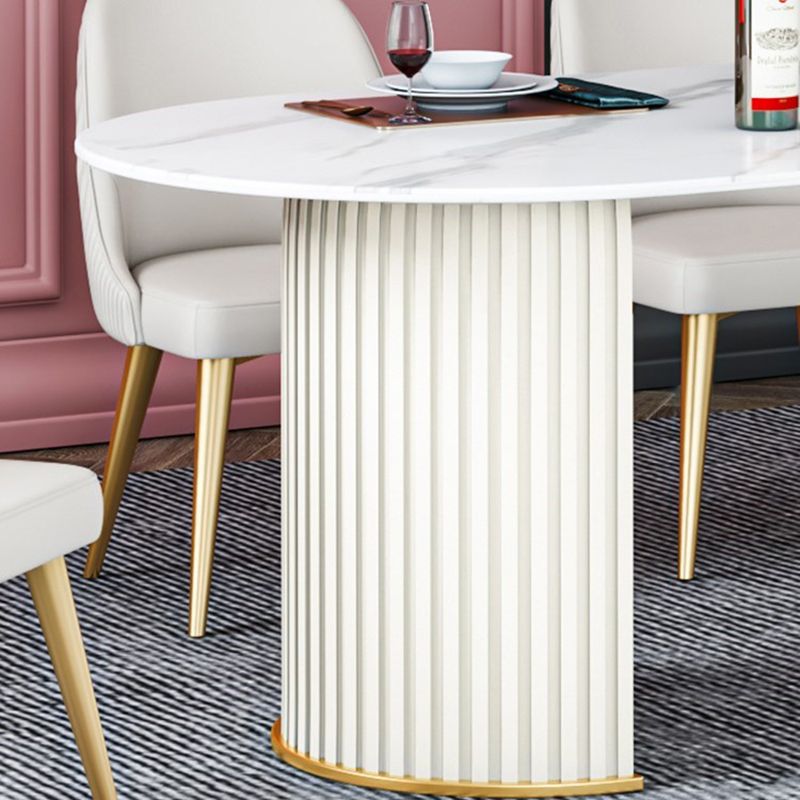 Tavolo da pranzo ovale in pietra sinterizzato tavolo da pranzo moderno con doppio piedistallo