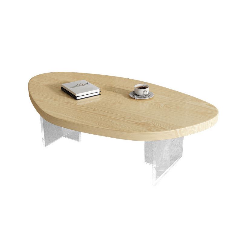 Scandinavian Solid Wood Coffee Table 14.96" H Acrylic Legs Cocktail Table Clearhalo 'Coffee & Accent Tables' 'Coffee Tables' 'coffee_tables' 'furn' 'furn_coffee_tables' 'Furniture' 'Living Room Furniture' 1200x1200_ac582461-3c5b-4bab-9ccf-acecd5703191
