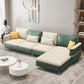 Contemporary Solid Color Faux Leather Square Arm Sofa For Living Room