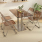 Modern Glass Desktop Geometric Dining Table Metal Base for Dining Room Clearhalo 'Dining Tables & Seating' 'Dining Tables' 'dining_table' 'furn' 'furn_dining_table' 'Furniture' 'Kitchen & Dining Furniture' 1200x1200_ac5b8b4d-e0f3-4c81-a6b0-15e42b16f271