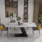Stone Top Rectangle Dinner Table Modern Iron Pedestal Casual Dining Table Clearhalo 'Dining Tables & Seating' 'Dining Tables' 'dining_table' 'furn' 'furn_dining_table' 'Furniture' 'furniture_dining_table' 'Kitchen & Dining Furniture' 'kitchen' 'kitchen_dining_table' 1200x1200_ac5db902-8070-4b2f-ae2e-485e5217daec