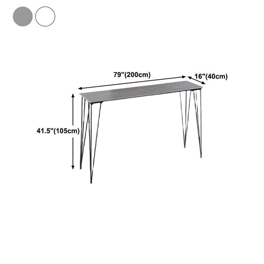 Industrial Black Iron Bar Table Faux Marble Rectangle Top 41.3"H Bistro Table with 4 Legs Clearhalo 'Bar Furniture' 'Bar Tables' 'bar_tables' 'furn' 'furn_bar_tables' 'Furniture' 'furniture_bar_tables' 'Kitchen & Dining Furniture' 1200x1200_ac5f5141-d5d8-47de-a8ac-c52d6b1931c7