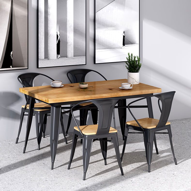 Industrial Style Solid Wood Dining Set with Fixed Table and 4 Legs Base for Home Use Clearhalo 'Dining Room Sets' 'Dining Tables & Seating' 'dining_room_set' 'furn' 'furn_dining_room_set' 'Furniture' 'furniture_dining_room_set' 'Kitchen & Dining Furniture' 'kitchen&dining_furn' 'kitchen' 1200x1200_ac5ff6cd-8473-4809-b0e7-5fd106d505f7