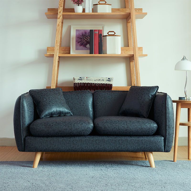 Tuxedo Arm Sofa Nordic 30.31" D x 25.2" H Faux Leather Seating Clearhalo 'furn' 'furn_sofas' 'Furniture' 'furniture_sofas' 'kitchen' 'kitchen_sofas' 'Living Room Furniture' 'Sofa' 'sofas' 1200x1200_ac60620c-a6a6-4684-bb7b-49929d693766