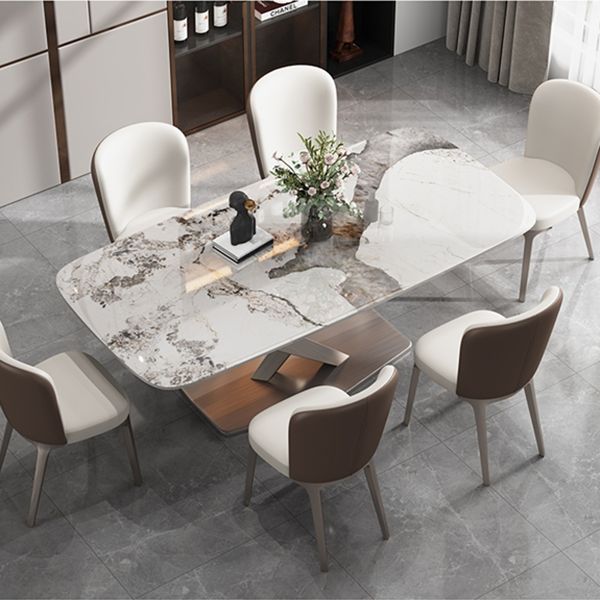 Luxury Sintered Stone Dining Table Rectangle Table with Gold Metal Pedestal Base Clearhalo ' dining_table' 'Dining Tables & Seating' 'Dining Tables' 'furn' 'furn_dining_table' 'Furniture' 'furniture_dining_table' 'Kitchen & Dining Furniture' 'kitchen&dining_furn' 'kitchen' 'kitchen_dining_table' 1200x1200_ac643e97-6ffb-45a1-9663-9bdf7222d544