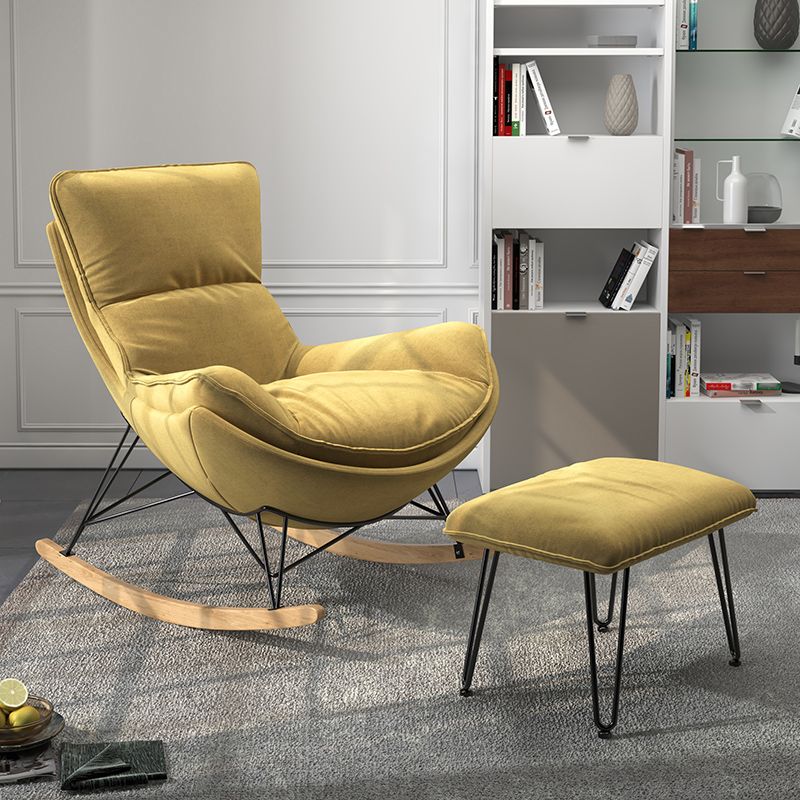 Contemporary Upholstered Rocker Chair Metal Frame Spindle Rocker Chair for Living Room Clearhalo 'Chairs & Seating' 'furn' 'furn_rocking_chairs' 'Furniture' 'Living Room Furniture' 'Rocking Chairs' 'rocking_chairs' 1200x1200_ac653fb5-79a0-495c-9718-cb3e24397462