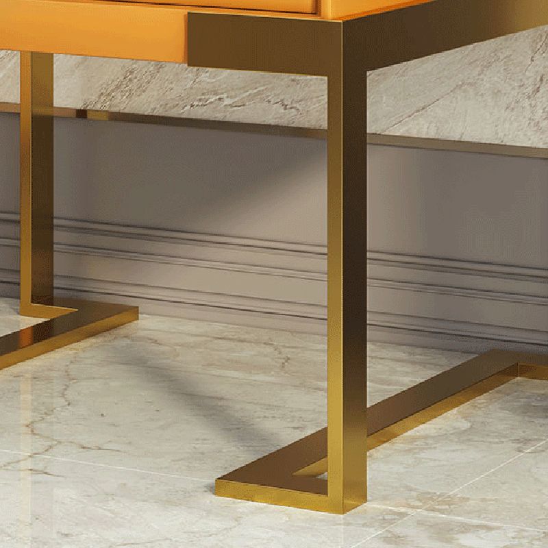 Midden-eeuwse moderne lederen nachttafel 1-lading 20 "lang nachtkastje met benen