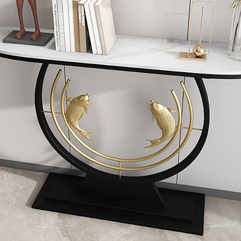 31.5 "H Modern Console Accent Table Acabado antiguo Consola Half Moon