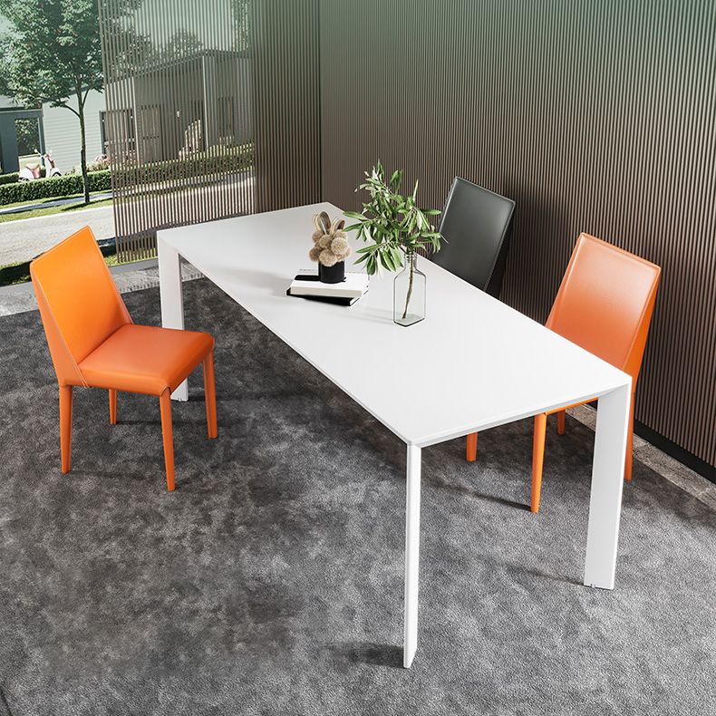 Juego de mesa de comedor de piedra sinterizada, mesa de comedor rectangular moderna de 1/4 piezas, sillas sin brazos