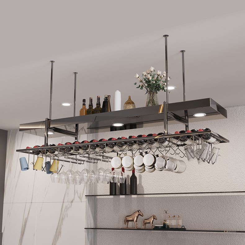 Modern hangende wijnrek metalen wijnfles en glazen rek voor eetkamer