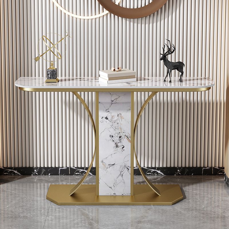 Glam Console Table Half Moon Stone Accent Table for Hall , 12 Inch Wide Clearhalo 'Console Tables' 'console_tables' 'Entry & Mudroom Furniture' 'furn' 'furn_console_tables' 'Furniture' 1200x1200_ac685246-b891-455f-954c-e9c75402315d