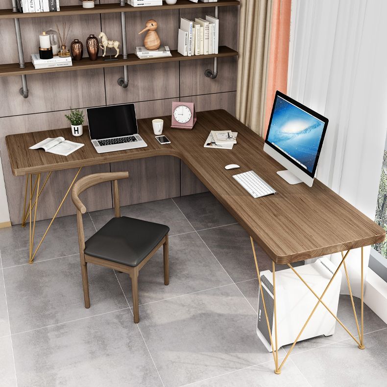 Glam Style Office Desk Solid Wood L-Shaped Desk with Gold Frame Clearhalo 'furn' 'furn_office_desk' 'Furniture' 'furniture_office_desk' 'Office Desks' 'Office Furniture' 'office_desk' 1200x1200_ac6f1f14-50c0-4b98-86c2-0398394e2f30