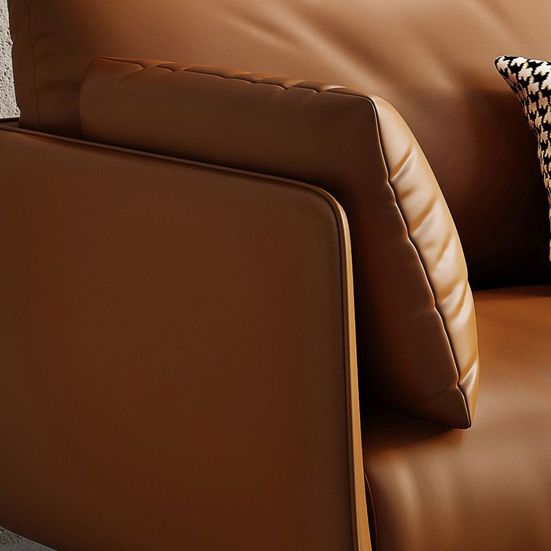 Pillow Armrest Latex Seat Imitation Leather & Leather Upholstered Rectangular Sofa Clearhalo 'furn' 'furn_sofas' 'Furniture' 'furniture_sofas' 'kitchen' 'kitchen_sofas' 'Living Room Furniture' 'Sofa' 'sofas' 1200x1200_ac6f2b75-ea63-4fe9-9e1c-4094a9c93878