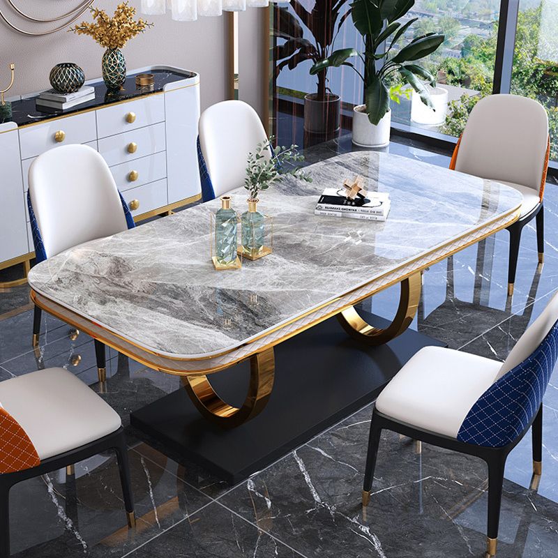 Stone Top Dining Table Traditional Luxury Table with Pedestal in Gold Clearhalo 'Dining Tables & Seating' 'Dining Tables' 'dining_table' 'furn' 'furn_dining_table' 'Furniture' 'furniture_dining_table' 'Kitchen & Dining Furniture' 'kitchen' 'kitchen_dining_table' 1200x1200_ac6f3d61-237a-4266-8912-58f0c31d484b