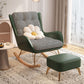 Contemporary Rocking Chair Fabric Upholstered Tufted Wing Chair Back Indoor Rocking Chair