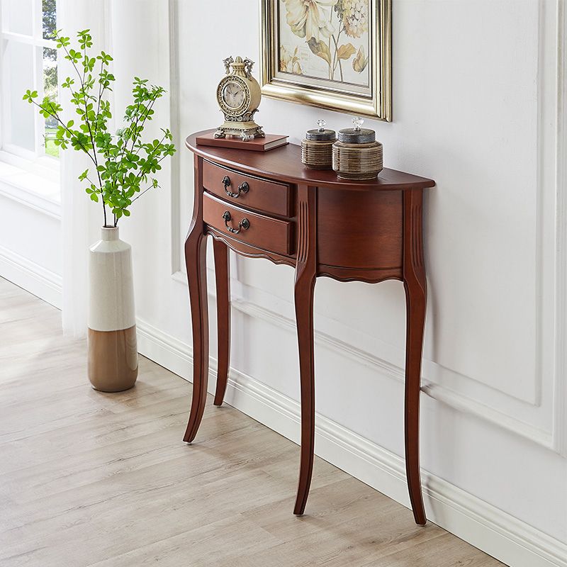 35.43 "Mesa de consola de 2 cavadores de altura Mada de madera maciza Mesa Fin de Media Luna para Hall