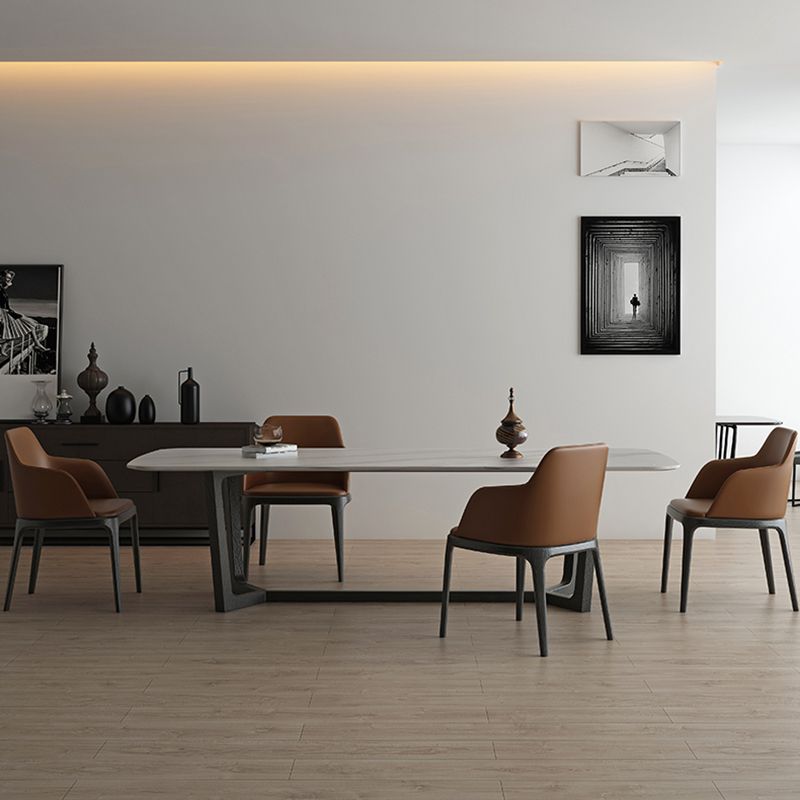 Industrial Sintered Stone Top Table Rectangle Table with Trestle Base Clearhalo ' dining_table' 'Dining Tables & Seating' 'Dining Tables' 'furn' 'furn_dining_table' 'Furniture' 'furniture_dining_table' 'Kitchen & Dining Furniture' 'kitchen&dining_furn' 'kitchen' 'kitchen_dining_table' 1200x1200_ac718e26-c6d3-4e85-8f69-8c513cc079dc