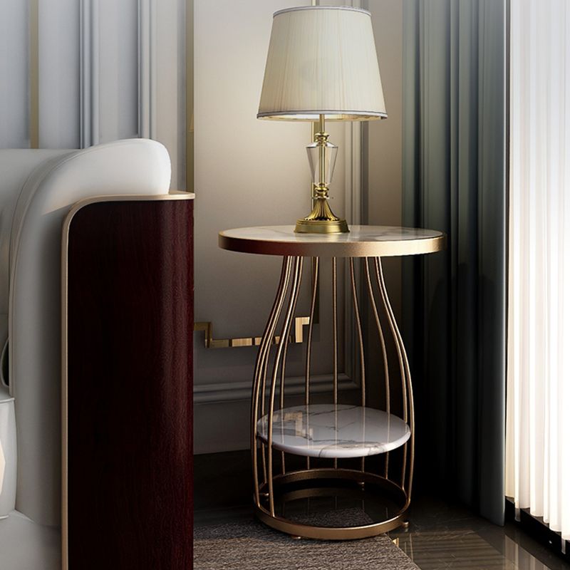 Modern Style Cocktail Table Marble Table Metal Base Round Coffee Table