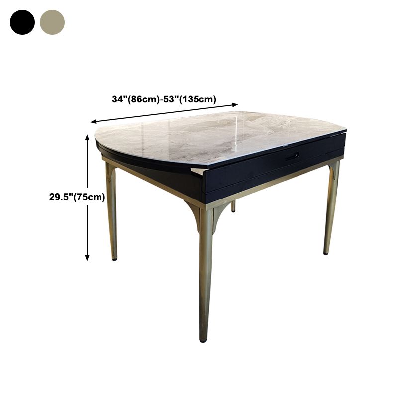 Modern 1/2/5/7 Pieces Round Dining Table Set with Sintered Stone Top Scalable Dinette Set Clearhalo 'Dining Room Sets' 'Dining Tables & Seating' 'dining_room_set' 'furn' 'furn_dining_room_set' 'Furniture' 'furniture_dining_room_set' 'Kitchen & Dining Furniture' 'kitchen&dining_furn' 'kitchen' 1200x1200_ac7441bd-273f-4c91-9436-63bb05277ab3