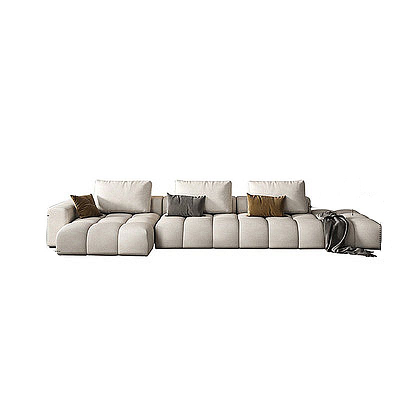 Nordic Cream Square Arm Sofa Faux Leather Cushion Back Sectional for Living Room Clearhalo 'furn' 'furn_sectionals' 'Furniture' 'furniture_sectionals' 'Living Room Furniture' 'Sectionals' 1200x1200_ac749817-1182-4b69-9620-6af57213758b