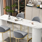 White Colour Bar Wine Table Stone Bar Dining Table with Double Pedestal Clearhalo 'Bar Furniture' 'Bar Tables' 'bar_tables' 'furn' 'furn_bar_tables' 'Furniture' 'Kitchen & Dining Furniture' 1200x1200_ac74e41c-8e8b-4b1a-9157-adfee6210d85