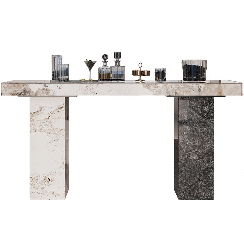 1/2/3/5 Pieces Glam Rectangle Sintered Stone Counter Table with High Stools