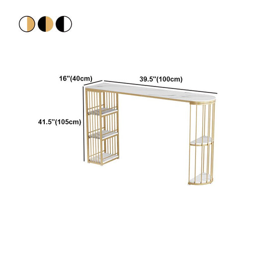 Glam Marble Bar Table with Specialty Table Top Gold Double Pedestal Table - 42" H Clearhalo 'Bar Furniture' 'Bar Tables' 'bar_tables' 'furn' 'furn_bar_tables' 'Furniture' 'furniture_bar_tables' 'Kitchen & Dining Furniture' 1200x1200_ac759188-04f3-4009-9f74-b40dc8698144