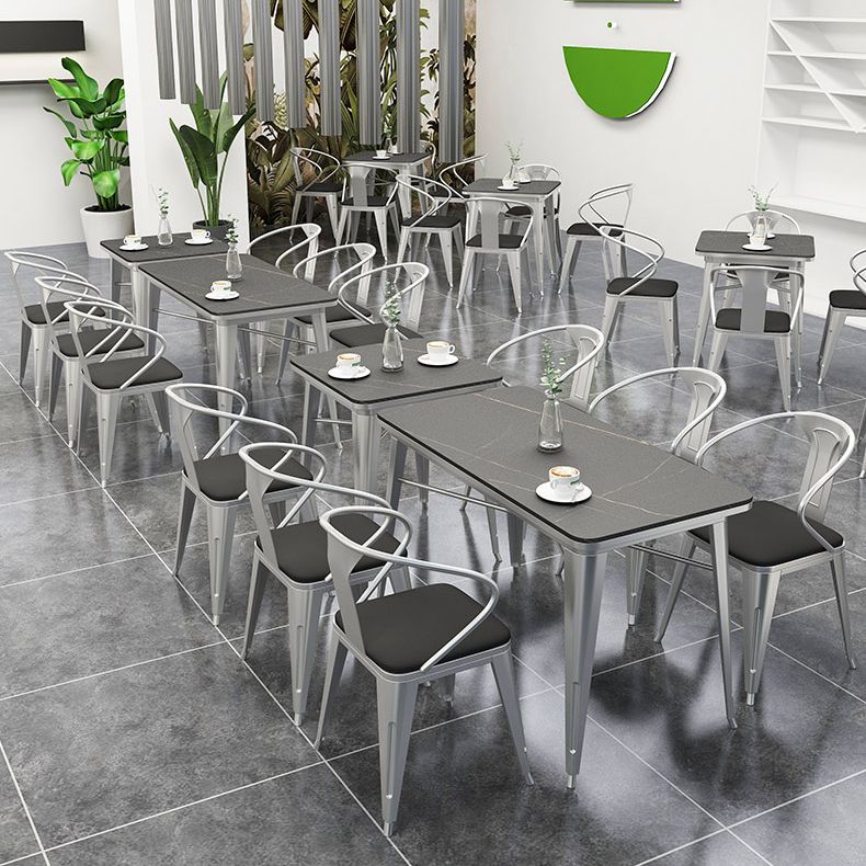 Metal Industrial Indoor Table Sintered Stone Top Table for Dining Room