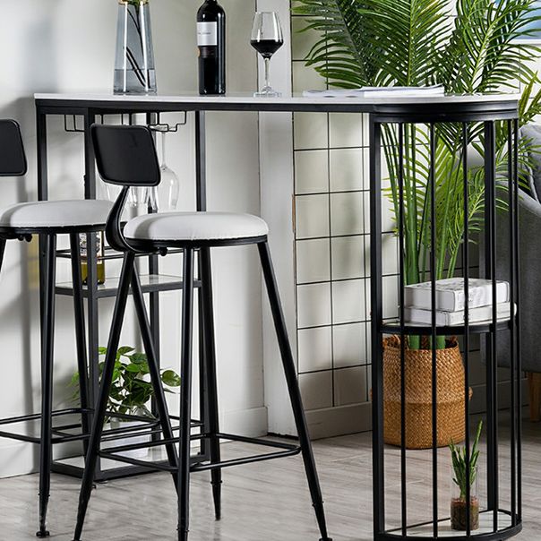 White Stone Bar Table Industrial Bar Dining Table with Sled Base Clearhalo 'Bar Furniture' 'Bar Tables' 'bar_tables' 'furn' 'furn_bar_tables' 'Furniture' 'furniture_bar_tables' 'Kitchen & Dining Furniture' 1200x1200_ac773ad9-a971-459c-8c66-264d2f71a855