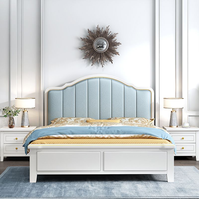 Telaio da letto in pelle con finto letto standard in legno glam con testiera