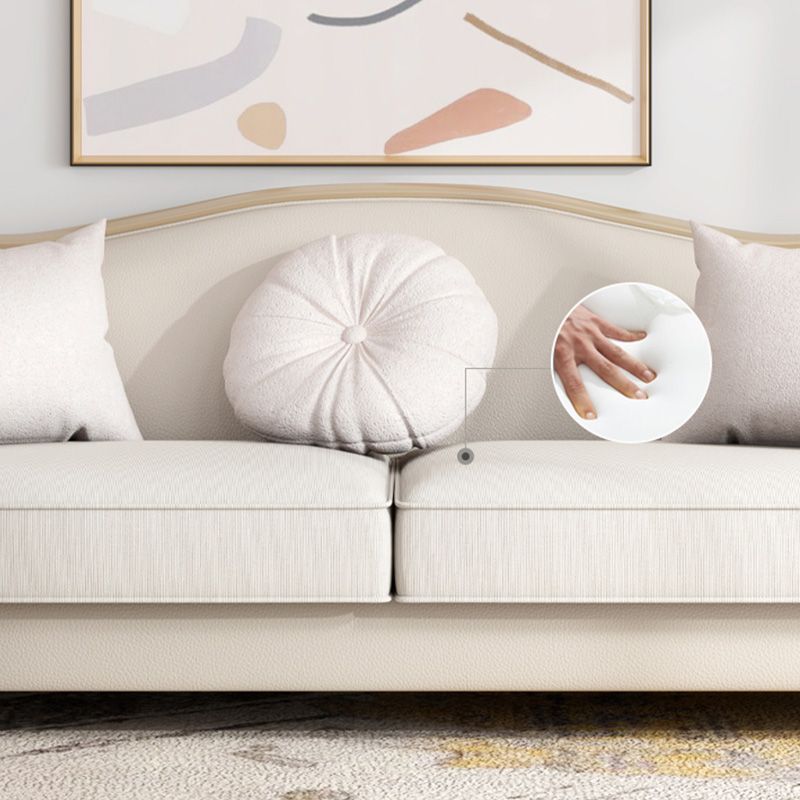 Canapé de faux cuir français avec pouf inclus dans le bois