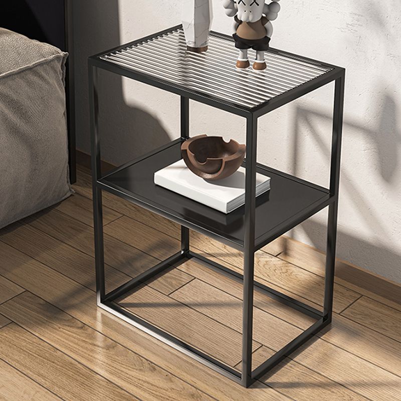 Mesa de deslizamiento del extremo de marco mesa de esquina de doble nivel rectangular con almacenamiento