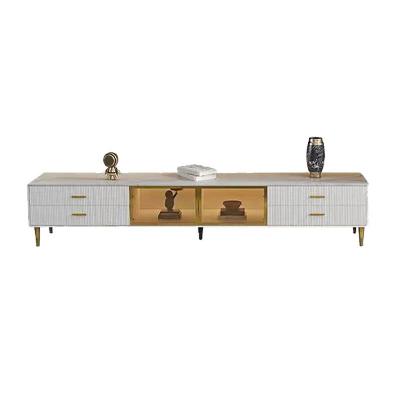 Console multimédia de stockage fermée, meuble TV en pierre pour salon