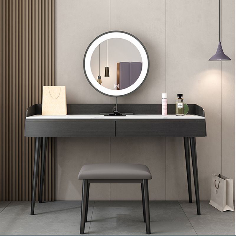 Table de maquillage noir avec 2 tiroirs de 17,7 "tables de vanité en bois de large