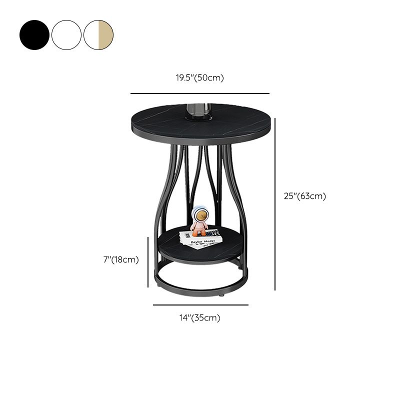 19"W Contemporary Corner Table Round Storage Accent Side Table Clearhalo 'Coffee & Accent Tables' 'End & Side Tables' 'end_side_tables' 'furn' 'furn_end_side_tables' 'Furniture' 'Living Room Furniture' 1200x1200_ac7b95e7-4d0c-454b-8770-5bd99215b6d7