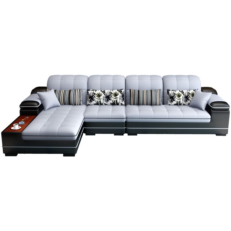 Contemporary Faux Leather and Linen Furniture Sectionals in Grey Clearhalo 'furn' 'furn_sectionals' 'Furniture' 'Living Room Furniture' 'Sectionals' 1200x1200_ac7c1d92-6b4d-4892-a0f5-71692197701d