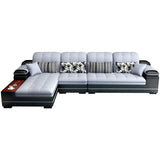 Contemporary Faux Leather and Linen Furniture Sectionals in Grey Clearhalo 'furn' 'furn_sectionals' 'Furniture' 'Living Room Furniture' 'Sectionals' 1200x1200_ac7c1d92-6b4d-4892-a0f5-71692197701d