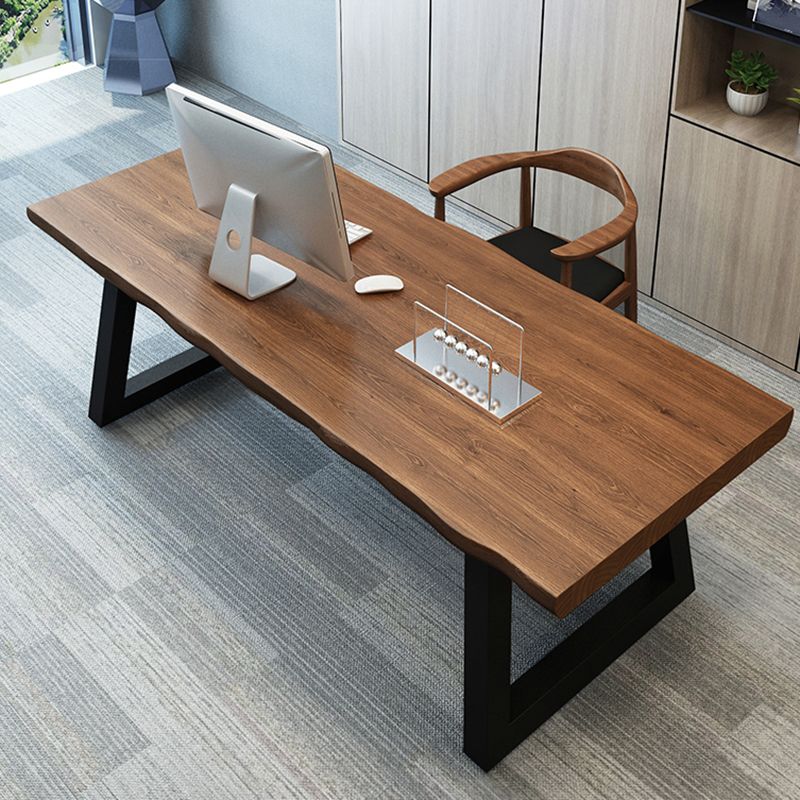 Industrieel vast hout rechthoekige kantoorbureau Sled Base 29.53 "Tall Writing Desk