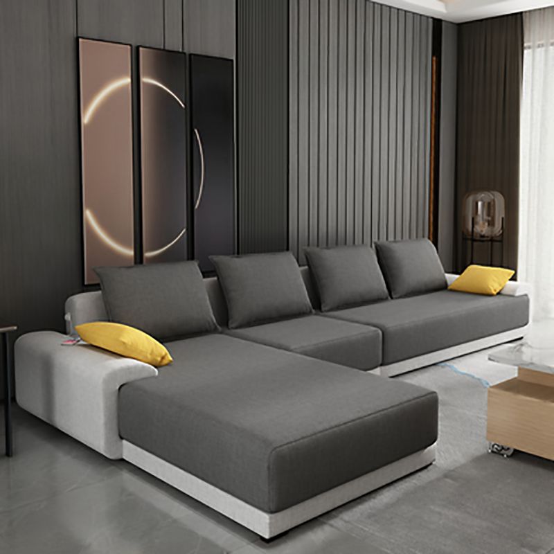 Contemporary Loose Back Removable Cushions Sofa with Reversible Chaise for Living Room Clearhalo 'furn' 'furn_sectionals' 'Furniture' 'furniture_sectionals' 'kitchen' 'kitchen_sectionals' 'Living Room Furniture' 'Sectionals' 1200x1200_ac7d1474-9a7e-4984-b2c3-d3a8cdbaa360